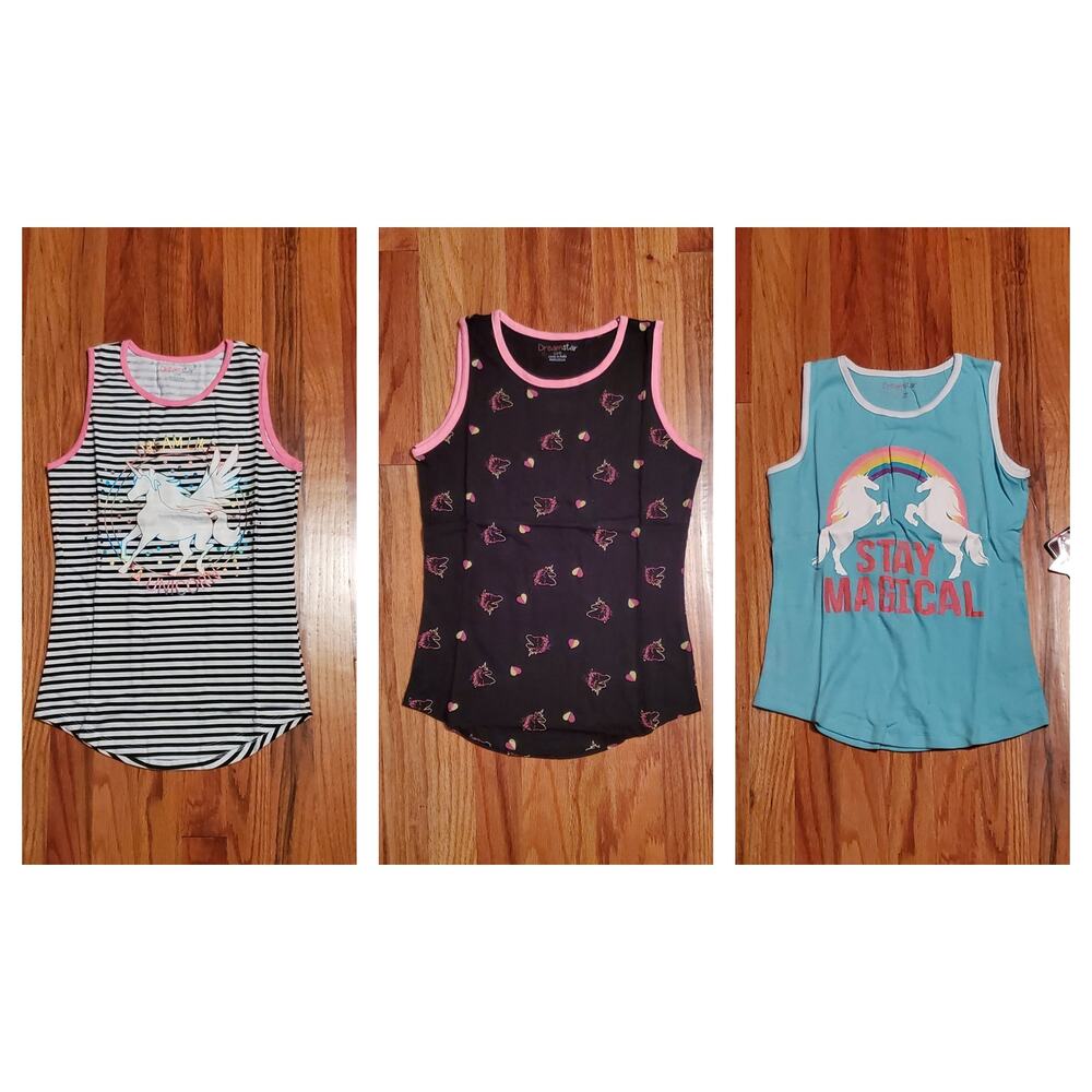 3-Pack Dream Star SS Crew Shirts Unicorn Print Design Girl's Size Large 14